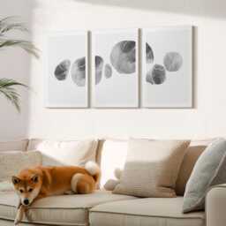 Set Of 3 Canvas Prints - Paint Stains Minimalist Painting, Creamy Wall Art Canvas, Artwork Hanging Piece - thumbnail 3