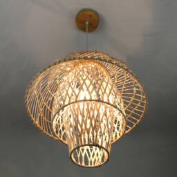 Handwoven Rattan Pendant Light, Jellyfish Lampshade, Bohemian Lighting - thumbnail 3