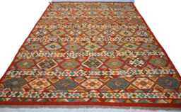 8'6x11'4 Ft Flatweave Afghan Area Rug, Tribal Handmade Kilim Rugs, Bedroom, Kitchen Multicolor Oriental Turkmen Natural Veg Dyes Carpet - thumbnail 1