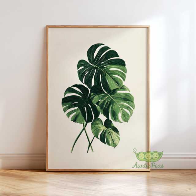 Monstera Leaf Wall Art, Botanical Plant Print, Elegant Greenery Decor, Minimalist Modern Poster, Gift For Lovers - image 1