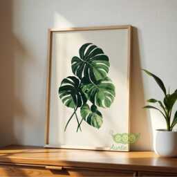Monstera Leaf Wall Art, Botanical Plant Print, Elegant Greenery Decor, Minimalist Modern Poster, Gift For Lovers - thumbnail 3