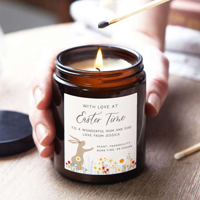 Personalised Easter Candle Gift Soy Wax, Spring Flowers - image 1