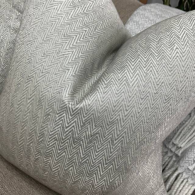 Herringbone Cushion Pillow Cover - Grey Designer Fabric, Handmade Geometric Rustic Home Decor, Sofa Bed - image 1