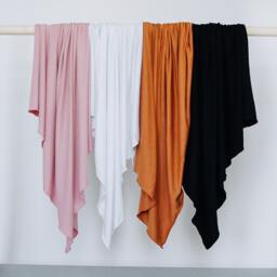 Bamboo Baby Swaddle Blanket Stretchy Knit, Blush Mauve, Rust, Ivory, Black - thumbnail 1