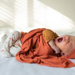 Bamboo Baby Swaddle Blanket Stretchy Knit, Blush Mauve, Rust, Ivory, Black - thumbnail 3