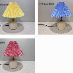 Small Ceramic Table Lamp With Pleated Shade Beige Bedside - thumbnail 4