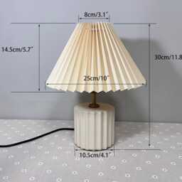 Small Ceramic Table Lamp With Pleated Shade Beige Bedside - thumbnail 3