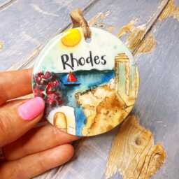 Rhodes Greece Little Landmarks Ceramic Hanging Decoration Christmas - thumbnail 2