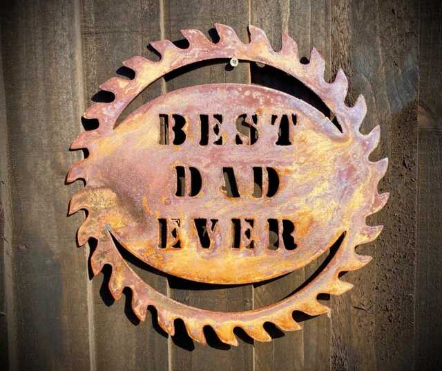 Exterior Rustic Best Dad Ever Father Present Garden Wall Art Shed Sign Hanging Metal Gift - image 1