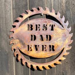Exterior Rustic Best Dad Ever Father Present Garden Wall Art Shed Sign Hanging Metal Gift - thumbnail 2