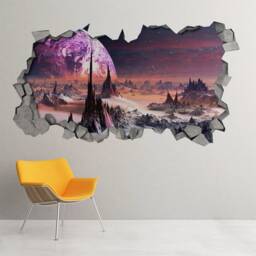 Alien Planet 3D Wall Decor - Broken Decal Sticker 3D Wall Decals Printed Art Sku Ap3Dw - thumbnail 1