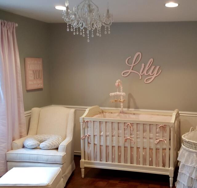 Wooden Wall Letters Nursery Name Decor Signs Hanging Kids Room Large Script Art Glittered - image 1
