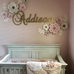 Wooden Wall Letters Nursery Name Decor Signs Hanging Kids Room Large Script Art Glittered - thumbnail 3