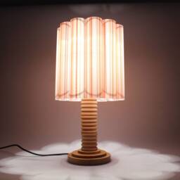 Handmade Pink Stripes Drum Lampshade Fabric & Acrylic, Custom Home Decor - thumbnail 4