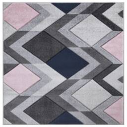 New Blush Pink Navy Silver Grey Rugs Small Large Mats Modern Contemporary Design UK - thumbnail 3