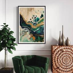 Green Marble Art Print Nature's Palette Emerald Acrylic Pour Fluid Painting Contemporary Design Colourful Statement Artwork Gift For Home - thumbnail 2