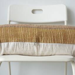 Handwoven Lumbar Pillow Cover Vintage Karen Batik Hemp, Fringed Boho Decor - thumbnail 3