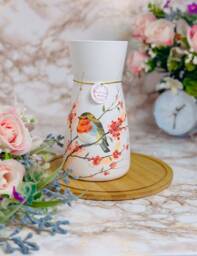 Handmade Decoupage Robin Bird Glass Vase, Home Decor - thumbnail 1