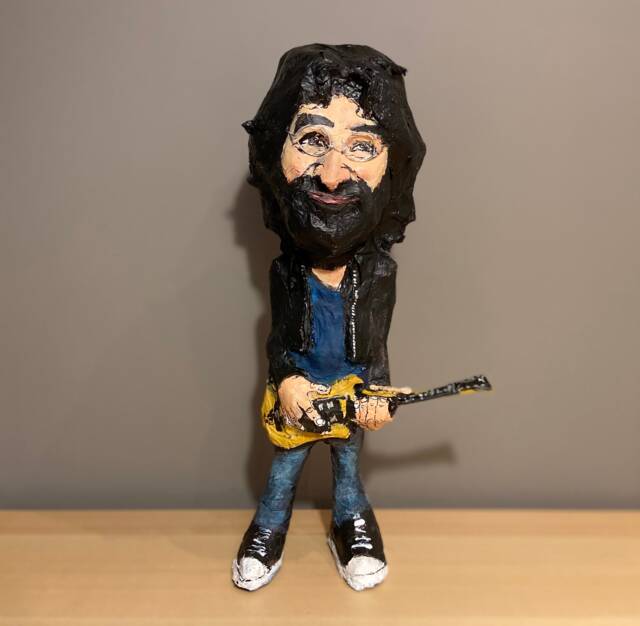 Jerry Garcia Figure, Handmade Figurine, Music, Paper Mache Sculpture - image 1