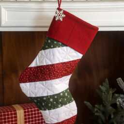 Personalized Quilted Christmas Stocking, Candy Cane Design, Farmhouse Decor - thumbnail 3