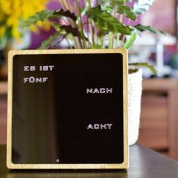 German Word Clock - Led Clock, Wood Electronic Desk Deutsch Uhr - thumbnail 3