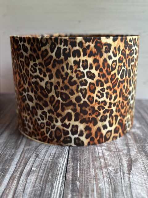 Leopard Print Velvet Lampshade Handmade Gold Lined Drum Shade - image 1