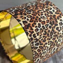 Leopard Print Velvet Lampshade Handmade Gold Lined Drum Shade - thumbnail 3