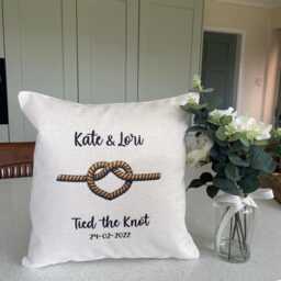 Personalised Tied The Knot Cushion Wedding Anniversary Gift - thumbnail 2