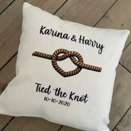 Personalised Tied The Knot Cushion Wedding Anniversary Gift - thumbnail 3