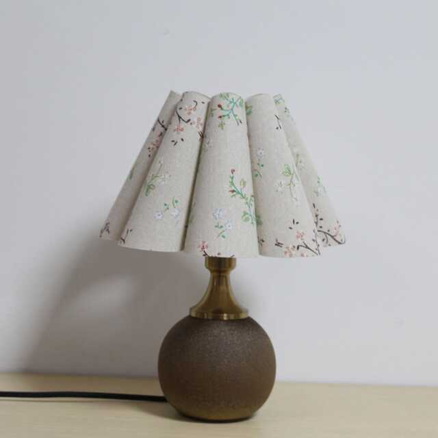 Handmade Scallop Flower Lamp Fabric Shade, Ceramic Base - image 1