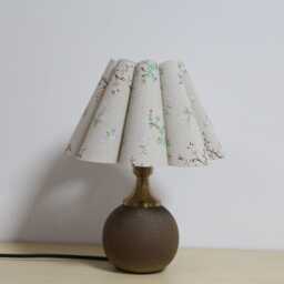 Handmade Scallop Flower Lamp Fabric Shade, Ceramic Base - thumbnail 1