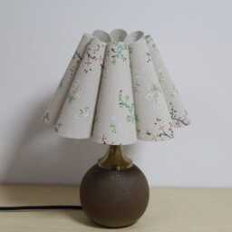 Handmade Scallop Flower Lamp Fabric Shade, Ceramic Base - thumbnail 2