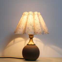 Handmade Scallop Flower Lamp Fabric Shade, Ceramic Base - thumbnail 4