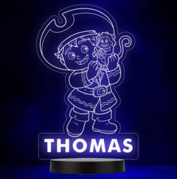 Pirate Boy With Pet Monkey Personalised Gift Colour Change Led Lamp Night Light - thumbnail 1