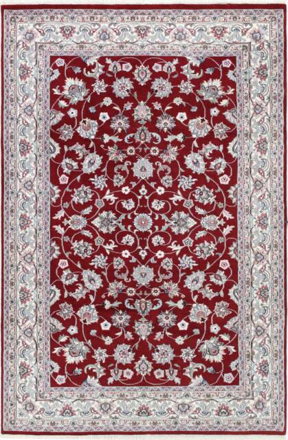 9'2'' X 6'' Handmade Hand-Knotted Indo Sarab Transitional Oriental Area Rug A94718 - image 1