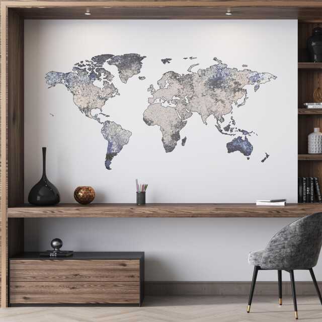 World Map Wall Sticker Abstract Decal Home Office Living Room Decor Of The Art Large - image 1
