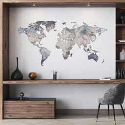 World Map Wall Sticker Abstract Decal Home Office Living Room Decor Of The Art Large - thumbnail 1