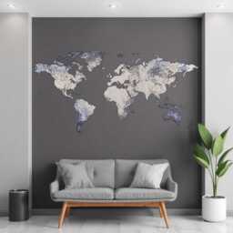 World Map Wall Sticker Abstract Decal Home Office Living Room Decor Of The Art Large - thumbnail 2