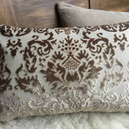 Velvet Jacquard Cushion Light Brown/Beige - Noble & Elegant, Luxury Cover Pillow Decorative Cover, Historical Ornaments - thumbnail 2