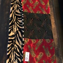 "Red Flaming Guitar & Leopard Minky Baby Blanket ""Silver Tongue Devil" - thumbnail 4