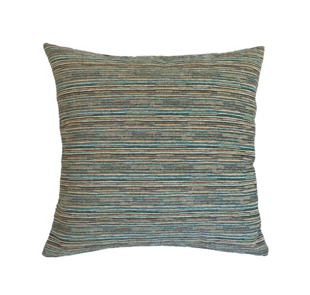 Turquoise Brown Mediterranean Stripe Decorative Throw Pillow Cover 20x20 - image 1