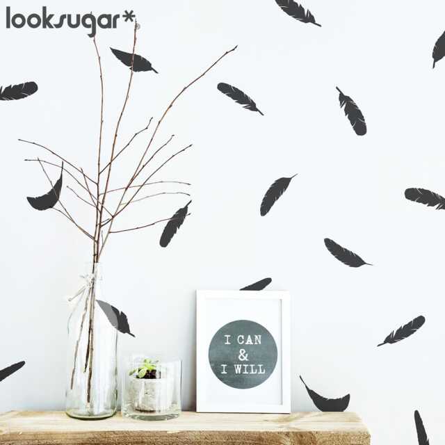 Feather Wall Decals - Elegant Stickers For Nursery, Bedroom, Living Room Modern Art D??cor Ap0037Nf - image 1