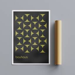 Bauhaus Geometric Grid - Abstract Wall Art Wrapped Frame Canvas Rolled Photo/Poster Print - thumbnail 3