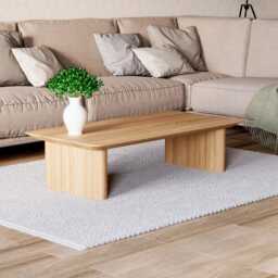 Coffee Table For Living Room - Modern Coffee Table Wooden Unique Low Oak Wood - thumbnail 2