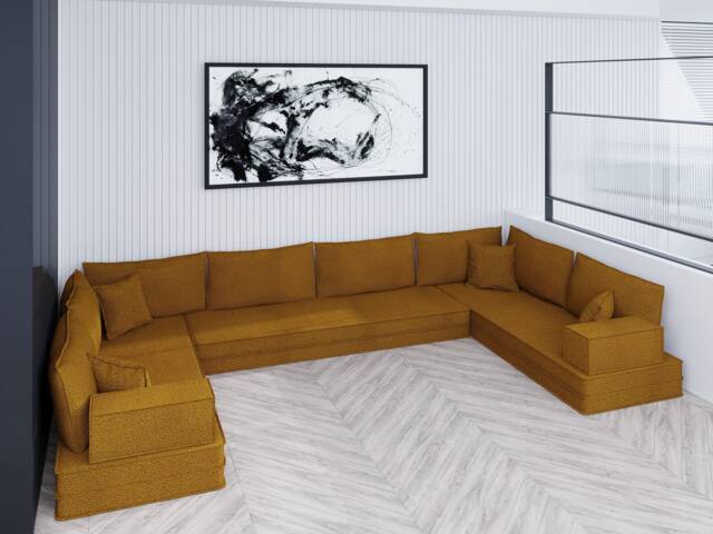 Minimalist U-Shaped Floor Seating Set - Arabic Sofa, Washable Covers - image 1