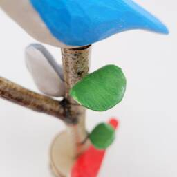 Handmade Bird Tree Sculpture, Colorful Wooden Birds On Birch Branch - thumbnail 4