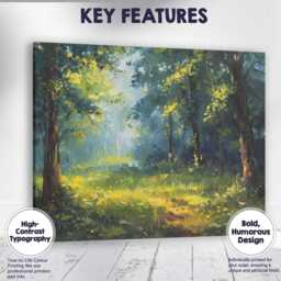 Lush Emerald Forest Sunbeams Woodland Path Painting Canvas Wall Art Print Decor Picture Ready To Hang - thumbnail 1