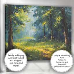 Lush Emerald Forest Sunbeams Woodland Path Painting Canvas Wall Art Print Decor Picture Ready To Hang - thumbnail 3