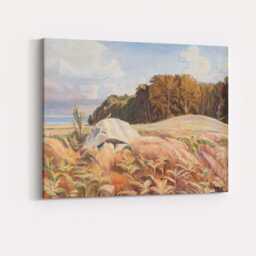 Soft Autumn Heathland Landscape With Granite Boulder Painting Canvas Wall Art Print Decor Picture Ready To Hang - thumbnail 4