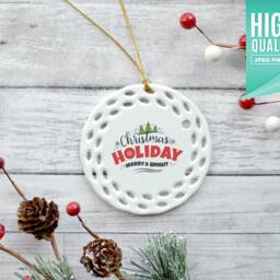 Round Open Work Porcelain Christmas Ornament, Mockup - Add Your Own Image Template - High Quality Digital Download - thumbnail 2